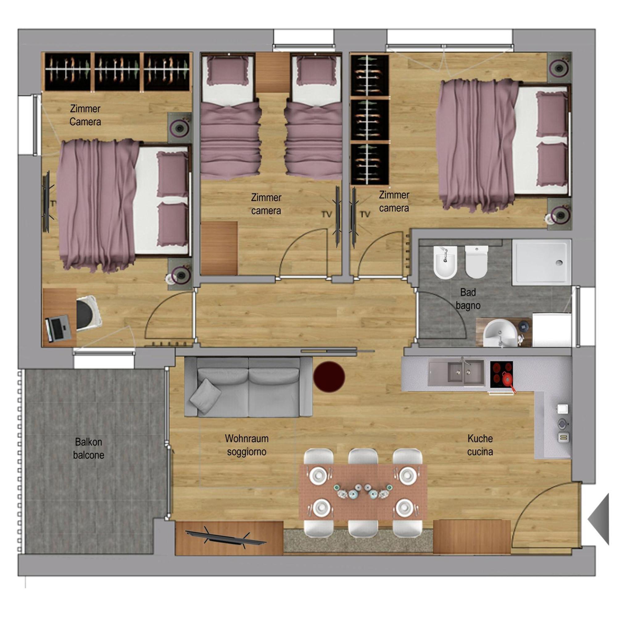 Appartement Aurturist Dobbiaco Roulette Chambre photo